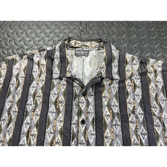 Triumph Motorcycles Shirt Adult Extra Large Gray Stripe Outdoor Casual Men's - Picture 3 of 14